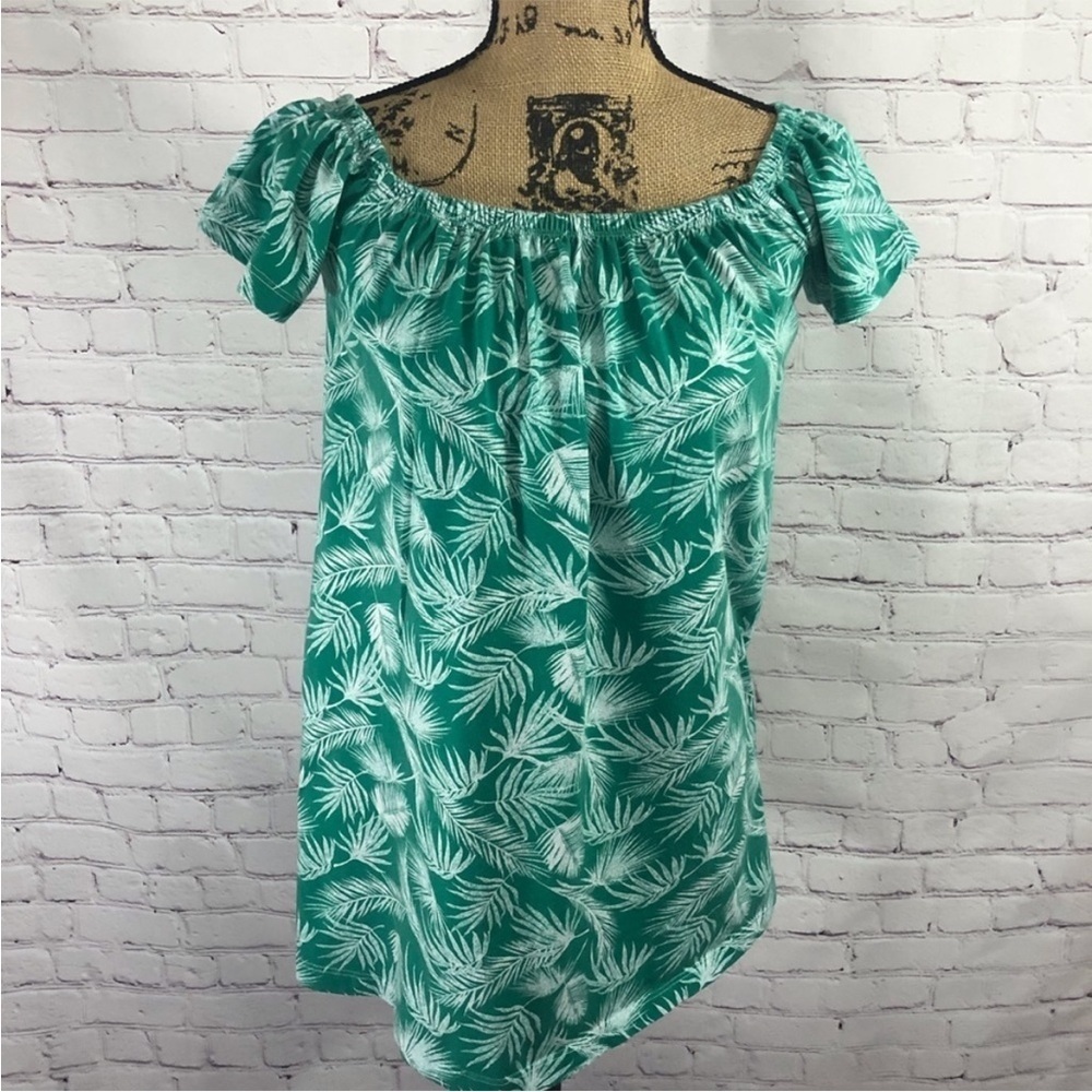 ASOS Green Palms Print Short Sleeve Top